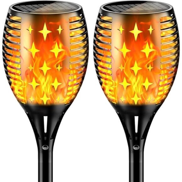 43'' Large Solar Torch Lights Flickering Flames Torches, Waterproof - Picture 1 of 7